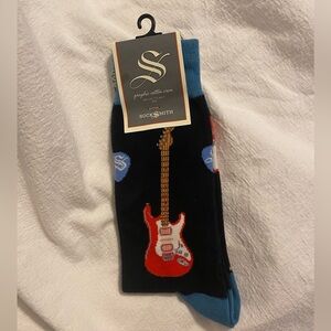 SockSmith Men’s Black Electric Guitars Graphic Novelty Crew Socks NEW WITH TAGS